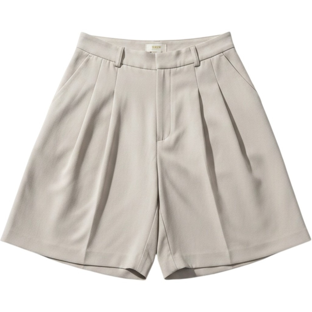 Maeve Anthropologie Pleated Trouser Shorts Womens 4 Beige Bermuda Quiet Luxury